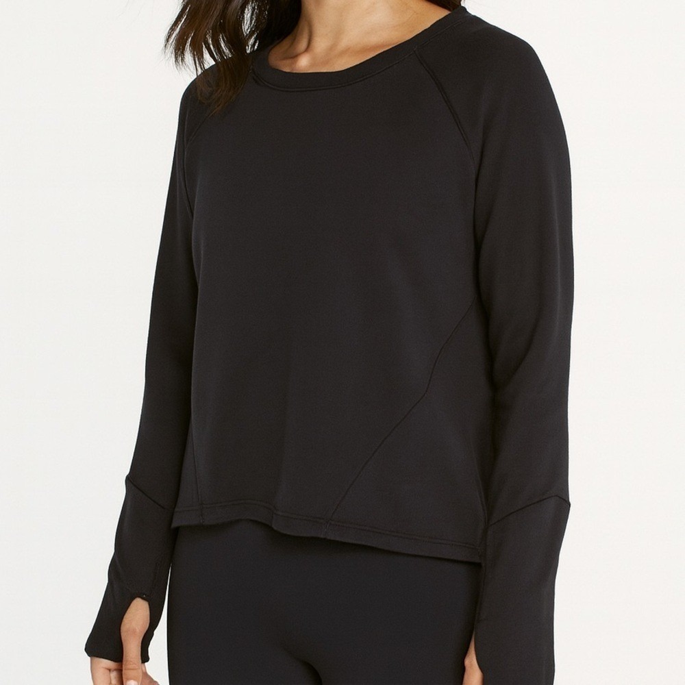 Athleta Idyllwild Long Sleeve Crewneck athletic pullover Sweatshirt Black Size L